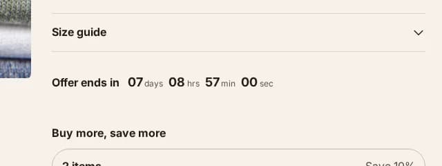 The product countdown block, as it renders on a real storefront