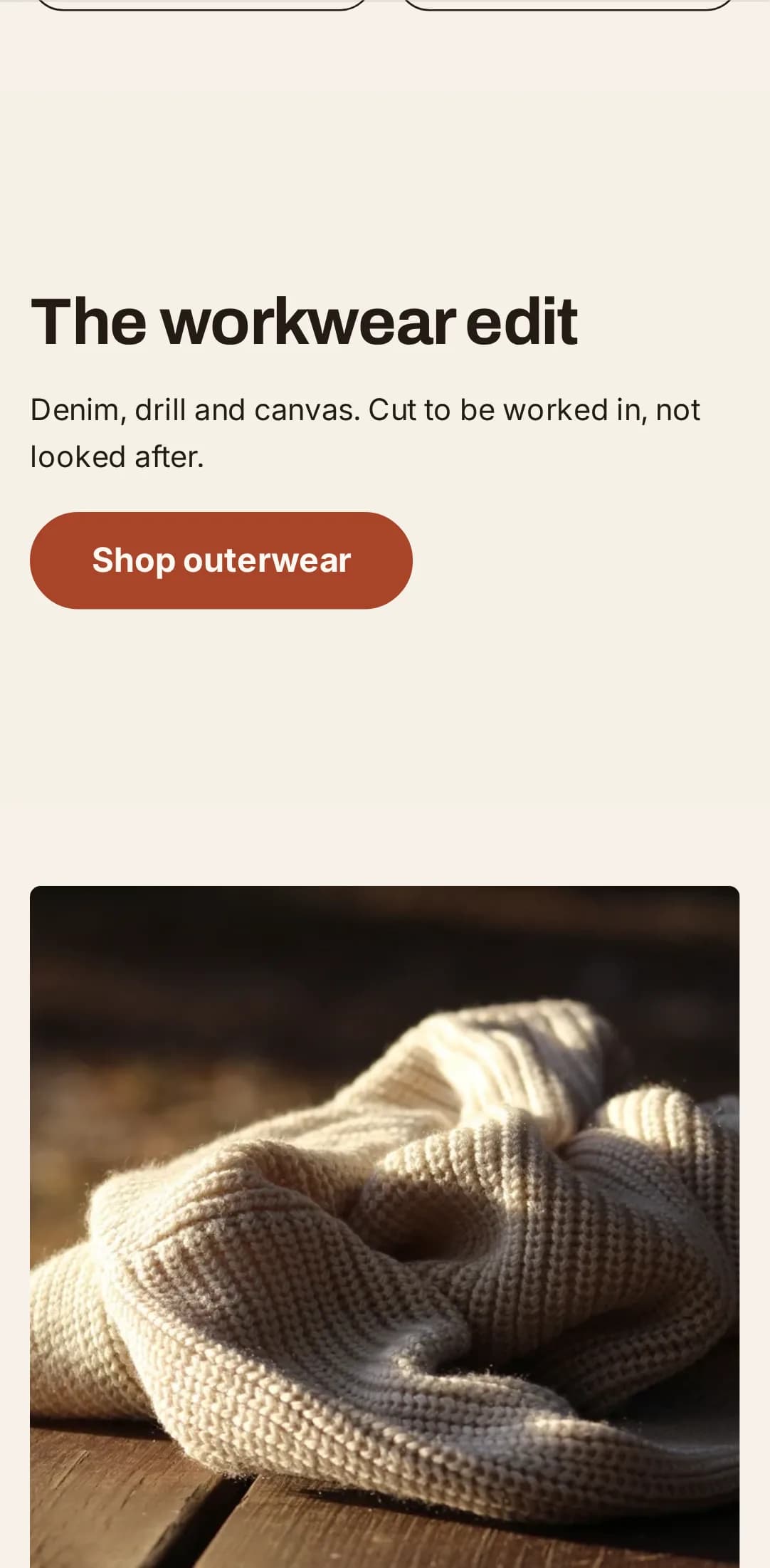 The Pro homepage on a phone, with the merchandising sections stacked