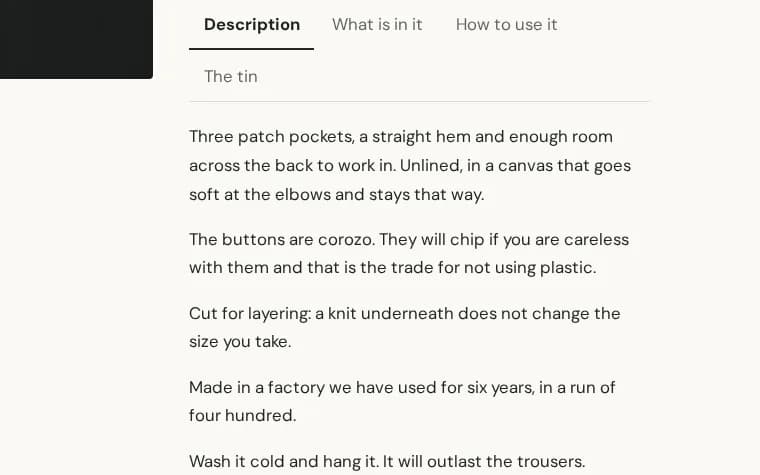 product tabs